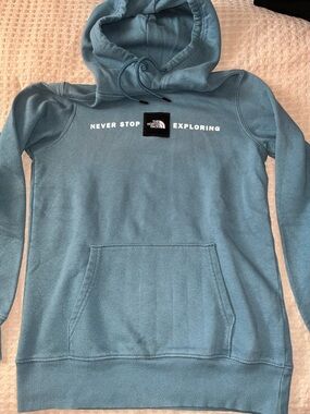 The North Face Teal Pullover Hoodie with Logo Patch